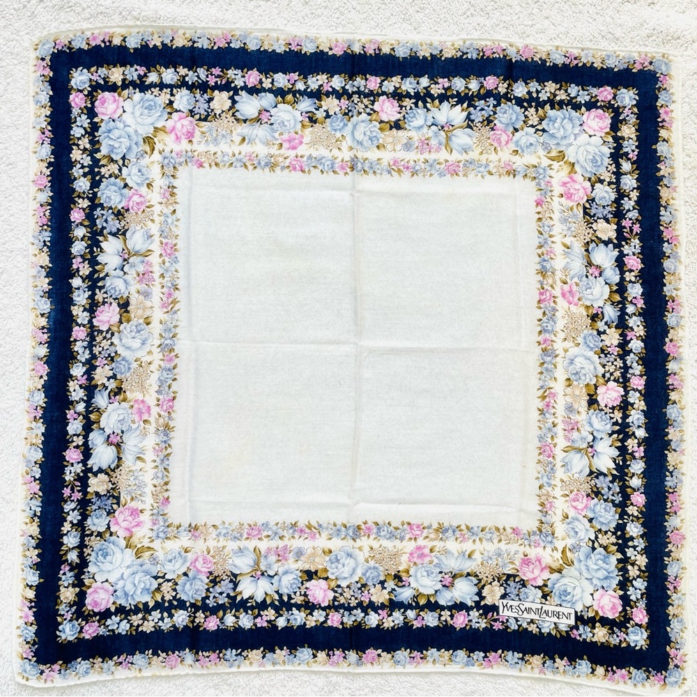 YSL handkerchief mini scarf Flowers Yves Saint Laurent Vintage women purse bag